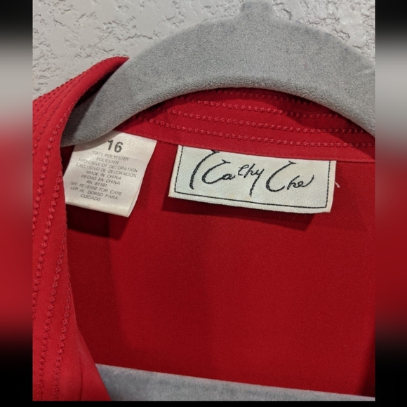 Vintage Retro Chic Red Blouse Top Businesscasual Romantic Holiday Party - Picture 4 of 8